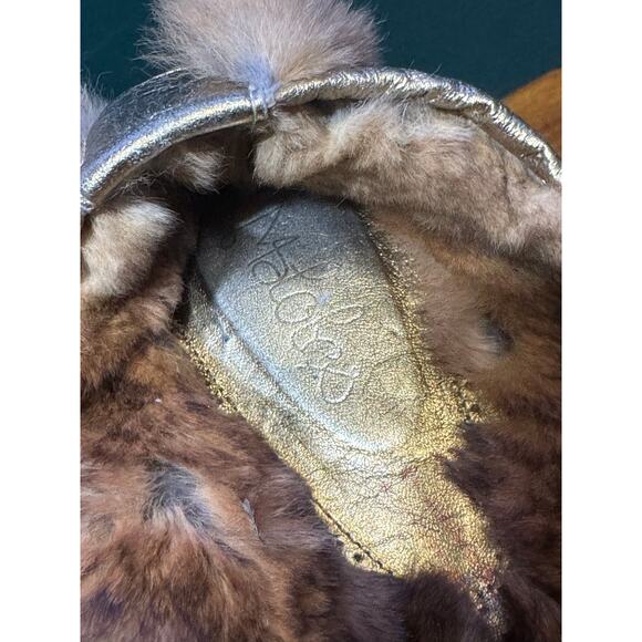 Hand made Maole leather and real fur slippers size 41 euro - us 10 women's - Picture 3 of 6